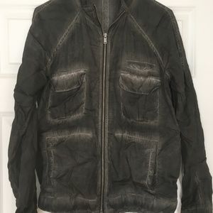 Grey Windbreaker Zip Up Jacket - Medium